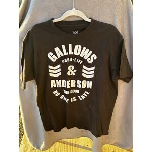 Official WWE The Club Gallows and Anderson "No One Is Safe" Vintage L T Shirt W1